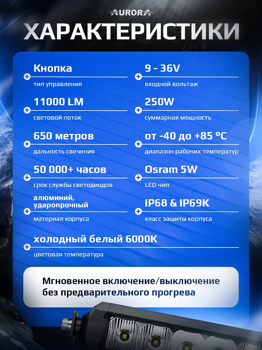 СВЕТОДИОДНАЯ БАЛКА 50" ДАЛЬНЕГО СВЕТА AURORA S5