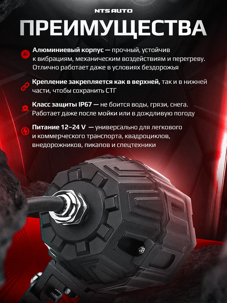 Фара диодная с СТГ A42