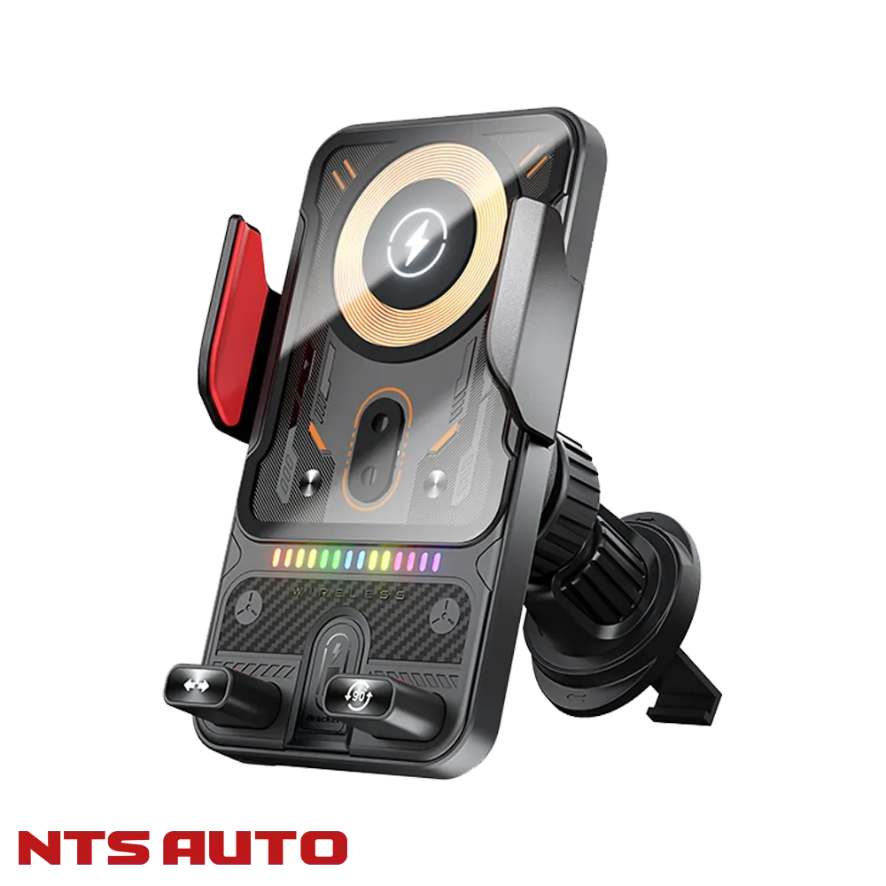 Держатель телефона с беспроводной зарядкой F19 ЧЕРНЫЙ