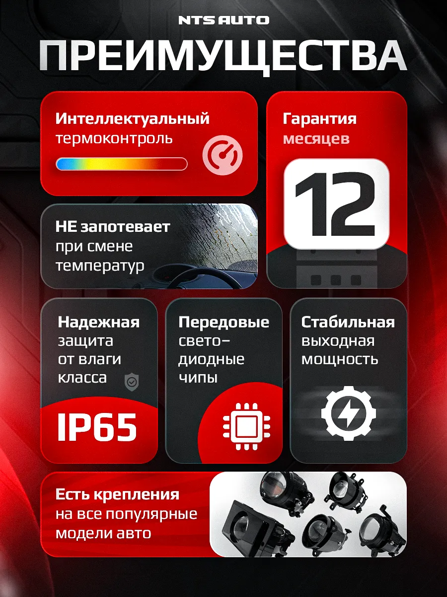 BI-LED ПТФ "ALTUS" 3 дюйма 12V 6300K